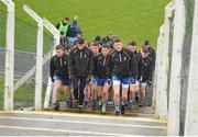 3 April 2016; The Monaghan panel led by captain Conor McManus make their way back to the dressing-room before the game. Allianz Football League Division 1, Round 7, Monaghan v Donegal. St Mary's Park, Castleblayney, Co. Monaghan. Picture credit: Dáire Brennan / SPORTSFILE