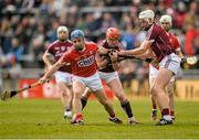 3 April 2016; Conor O Sullivan, Cork, in action against Conor Whelan, Galway.  Allianz Hurling League, Division 1, Relegation Play-off, Galway v Cork. Pearse Stadium, Galway. Picture credit: Ray Ryan / SPORTSFILE