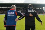 3 April 2016; Cork manager Peadar Healy with Kerry manager manager Eamon Fitzmaurice after the game. Allianz Football League, Division 1,  Round 7, Kerry v Cork. Austin Stack Park, Tralee. Picture credit: Piaras Ó Mídheach / SPORTSFILE