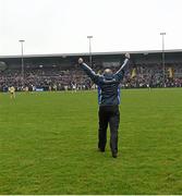 3 April 2016; Monaghan manager Malachy O'Rourke celebrates after the game. Allianz Football League Division 1 Round 7, Monaghan v Donegal. St Mary's Park, Castleblayney, Co. Monaghan. Picture credit: Philip Fitzpatrick / SPORTSFILE