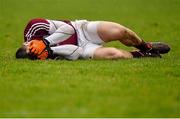 3 April 2016; Damien Comer, Galway, lies on the pitch after picking up an injury. Allianz Football League, Division 2, Round 7, Cavan v Galway. Kingspan Breffni Park, Cavan. Picture credit: Cody Glenn / SPORTSFILE