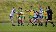 3 April 2016; Leo McLoone, Donegal, breaks away from Dermot Malone, Monaghan. Allianz Football League Division 1, Round 7, Monaghan v Donegal. St Mary's Park, Castleblayney, Co. Monaghan. Picture credit: Dáire Brennan / SPORTSFILE