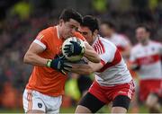 3 April 2016; Stefan Campbell, Armagh, in action against Chrissy McKaigue, Derry. Allianz Football League, Division 2, Round 7, Armagh v Derry. Athletic Grounds, Armagh. Picture credit: Oliver McVeigh / SPORTSFILE