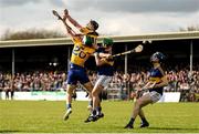 3 April 2016; John Conlon and Aaron Shanagher of Clare in action against James Barry and Tomas Hammill of Tipperary. Allianz Hurling League Division 1 Quarter-Final, Clare v Tipperary. Cusack Park, Ennis, Co. Clare. Picture credit: Diarmuid Greene / SPORTSFILE