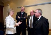 6 April 2010; Minister for Tourism, Culture and Sport Mary Hanafin T.D., with Irish Sports Council board members Jim Glennon, John Byrne and Colm Brennan, right, on the occasion of the Minister's first meeting with the Board since her appointment to the Sport Portfolio. D4 Berkeley Hotel, Ballsbridge, Dublin. Picture credit: Ray McManus / SPORTSFILE
