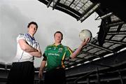 6 April 2010; Vocational Colleges A Football Finalists Niall McParland, St. Colmans, Newry, Co. Down, left, and Chris O'Leary, St. Brendan's, Killarney, Co. Kerry, at the launch of the All-Ireland Vocational Schools and Colleges A Football Finals which will take place on the 10th April in Croke Park. Croke Park, Dublin. Picture credit: Pat Murphy / SPORTSFILE