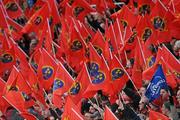 2 April 2010; A general view of one Leinster flag amongst Munster flags before the game. Celtic League, Munster v Leinster, Thomond Park, Limerick. Picture credit: Diarmuid Greene / SPORTSFILE