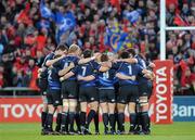 2 April 2010; The Leinster team gather together in a huddle before the game. Celtic League, Munster v Leinster, Thomond Park, Limerick. Picture credit: Diarmuid Greene / SPORTSFILE