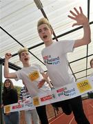 9 April 2010; X Factor phenomenon, JEDWARD, John, left, and Edward, were in Dublin today to lend their support to the SPAR Great Ireland Run which takes place at the Phoenix Park on Sunday 18th April. The most famous twins in Ireland were making a last minute call for people to sign up for Ireland's largest mixed 10k road race which is open to runners, joggers and walkers of all abilities. In particular John and Edward will be encouragin individuals to run on behalf of The 3Ts  - Turn the Tide of Suicide. DCU, Ballymun, Dublin. Picture credit: Brian Lawless / SPORTSFILE