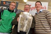 10 April 2010; Kilkenny hurlers James 'Cha' Fitzpatrick, left, and Martin Comerford with Pat McDonagh, Managing Director, Supermacs at the the 'Stars & Cups' event in Supermac's, O'Connell Street, Dublin on Saturday. Some of the biggest sports stars and cups in the country arrived in Supermac's for the fundraising event in aid of Alan Kerins Projects. For further information log on to www.AlanKerins.ie. Photo by Sportsfile