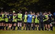 2 April 2016; Leinster Development XV players huddle during warmups. Canada supporter at the match. St Mary’s College RFC, Templeville Road.  Picture credit: Cody Glenn / SPORTSFILE