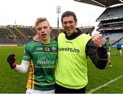 2 April 2016; St. Brendan's Killarney manager Garry McGrath and Evan Cronin after the game. Masita GAA All Ireland Post Primary Schools Hogan Cup Final, St. Brendan's Killarney  v St. Patrick's Maghera. Croke Park, Dublin.  Picture credit: Ray McManus / SPORTSFILE