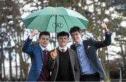 6 April 2016; Maynooth College students, from left, Ciaran Caulfield, Matthew McGowan and Ken Meegan. Leopardstown, Co. Dublin. Picture credit: Cody Glenn / SPORTSFILE
