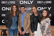 6 April 2016; &quot;Winner Alright&quot; Celebrity Judge model/TV presenter Glenda Gilson, left, and fashion blogger Lauren Arthurs, right, from Love Lauren present winners Thomas O'Brien, from Firhouse, Co. Dublin, and Florence Sherry, from Lusk, Co. Dublin, of the Only & Only & Sons Best Dressed Girl and Guy Competition. The Best Dressed Guy and Girl were presented with vouchers of 5000 euro each at the SPIN1038 Student Raceday at Leopardstown. Over 10,000 students attended the Foxrock venue to enjoy one of the biggest student events in the country. Leopardstown, Co. Dublin. Picture credit: Cody Glenn / SPORTSFILE
