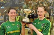 10 April 2010; Ashley Prendiville, left, and Maria Daly, Kerry, with the Ladies Senior Doubles title. GAA Handball 40x20 All-Ireland Senior ladies Doubles Final, Ashley Prendiville, and Maria Daly, Kerry v Marianna Rushe and Hilary Rushe, Roscommon.  Kingscourt, Cavan. Picture credit: Oliver McVeigh / SPORTSFILE
