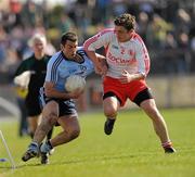 11 April 2010; David Henry, Dublin, in action against Dermot Carlin, Tyrone. Allianz GAA Football National League Division 1 Round 7, Tyrone v Dublin, Healy Park, Omagh, Co. Tyrone. Picture credit: Ray McManus / SPORTSFILE