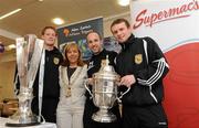 10 April 2010; Emer Costello, Lord Mayor of Dublin, with Sporting Fingal players, from left, Steven Paisley, Alan Kirby and Conan Byrne at the 'Stars & Cups' event in Supermac's, O'Connell Street, Dublin on Saturday. Some of the biggest sports stars and cups in the country arrived in Supermac's for the fundraising event in aid of Alan Kerins Projects. For further information log on to www.AlanKerins.ie. Supermac's, O'Connell Street, Dublin. Photo by Sportsfile