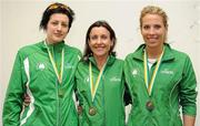 11 April 2010; Lorraine Manning, left, Annette Kealy and Eilis Kelly, right, who won the Masters Women's Road Relays of Ireland. Woodie’s DIY Road Relay Championship Relays of Ireland, Raheny, Dublin. Photo by Sportsfile