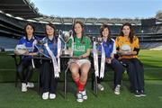 13 April 2010; The Tesco Senior All Ireland Post Primary Schools finals take place this Saturday 17th of April in Longford and Limerick and players from the schools involved gathered in Croke Park today to launch the finals. The Senior A and B finals take place as a double header at Pearse Park, Longford with the Senior C final taking place as a stand alone game at Croagh in Limerick. St Leos, Carlow, the 2007 All Ireland champions, are again challenging for honors in the Senior A final and face Loretto Grammar School, Omagh, who make their first appearance in the final of the top grade competition. In the Senior B final, Mount St Michael, Claremorris, take on St Patrick’s Academy, Dungannon. This is the first time either school has made it to an All Ireland final. The Senior B final throws-in at 1.45pm with the Senior A final getting under way at 3.00pm. The Senior C title will be contested by Mercy Heights, Skibbereen, and Scoil Mhuire, Strokestown. The Senior C final throws in at 2.00pm. At Croke Park are Ciara Hourihane, Mercy Heights, Skibbereen, Co. Cork, Aislinn Carroll, St. Patrick's Academy, Dungannon, Co. Tyrone, Deirdre O'Sullivan, St. Leo's, Carlow, Rachel Tierney, Mount St. Michael, Claremorris, Co. Mayo, and Máire Mullooly, Strokestown, Roscommon. Croke Park, Dublin. Picture credit: Brian Lawless / SPORTSFILE