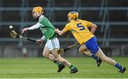 6 April 2016; Darragh Carroll, Limerick, in action against Tobias O'Meara, Clare. Electric Ireland Munster GAA Hurling Minor Championship, Quarter-Final, Limerick v Clare. Gaelic Grounds, Limerick. Picture credit: Diarmuid Greene / SPORTSFILE