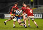 6 April 2016; Ryan McAnespie, Monaghan, in action against Cathal McShane, Michael McKernan and David Mulgrew, Tyrone. EirGrid Ulster GAA Football U21 Championship Final, Monaghan v Tyrone, Athletic Grounds, Armagh. Picture credit: Oliver McVeigh / SPORTSFILE
