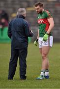 3 April 2016; Mayo manager Stephen Rochford with Aidan O'Shea. Allianz Football League Division 1 Round 7, Mayo v Down. Elverys MacHale Park, Castlebar, Co. Mayo. Picture credit: David Maher / SPORTSFILE