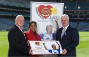 7 April 2016; Uachtarán Chumann Lúthchleas Aogán Ó Fearghail with Nudie Hughes, left, and Rita Sha of the Shabra Charity Foundation at the announcement that five charities from around the country and representing a range of different causes were selected by the Association to be charity partners for this year. Croke Park, Dublin. Picture credit: Ray McManus / SPORTSFILE
