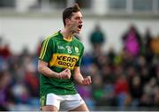 7 April 2016; Kerry captain Jack Savage celebrates after scoring the first point of the game. EirGrid Munster GAA Football U21 Championship Final, Kerry v Cork. Austin Stack Park, Tralee, Co Kerry. Picture credit: Diarmuid Greene / SPORTSFILE