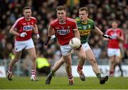 7 April 2016; Kevin Flahive, Cork, in action against Darragh Roche, Kerry. EirGrid Munster GAA Football U21 Championship Final, Kerry v Cork. Austin Stack Park, Tralee, Co Kerry. Picture credit: Diarmuid Greene / SPORTSFILE