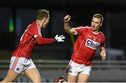 7 April 2016; Sean White, Cork, right, celebrates with team-mate Stephen Sherlock after scoring his side's third goal. EirGrid Munster GAA Football U21 Championship Final, Kerry v Cork. Austin Stack Park, Tralee, Co Kerry. Picture credit: Diarmuid Greene / SPORTSFILE