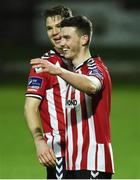 8 April 2016; Niclas Vemmelund and Dean Jarvis, Derry City, celebrate at the final whistle. SSE Airtricity League Premier Division, Derry City v Shamrock Rovers. Brandywell Stadium, Derry. Picture credit: Oliver McVeigh / SPORTSFILE
