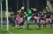 8 April 2016; Graham Doyle, Wexford Youths goalkeeper, defends against an attack by Mark O'Sullivan, Cork City. SSE Airtricity League Premier Division, Cork City v Wexford Youths. Turners Cross, Cork. Picture credit: Eóin Noonan / SPORTSFILE