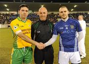 27 February 2010; Referee Cormac Reilly with Colin Brady, St. Gall's, right, and Kieran Comer, Corofin, left. AIB GAA Football All-Ireland Senior Club Championship Semi-Final Refixture, Corofin v St. Gall's, Parnell Park, Dublin. Picture credit: Ray McManus / SPORTSFILE