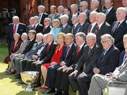 16 April 2010; The President of Ireland Mary McAleese, Uachtarán Chumann Lúthchleas Gael Criostóir Ó Cuana, Dr Martin McAleese, former GAA President Paddy McFlynn, Down Co Chairman,Seamus Walsh, the 1960 captain Kevin Mussen, former Down County Secretary Dr Maurice Hayes and the 1961 captain Paddy Doherty, with a selection of the players or their representatives at the Iconic Event to celebrate the Down All-Ireland Teams of 1960 / 61. Slieve Donard Hotel, Newcastle, Co. Down. Picture credit: Oliver McVeigh / SPORTSFILE