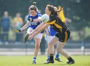 17 April 2010; Alice O'Driscoll, Mercy Heights, Skibbereen, in action against Cait Mullooly, Scoil Mhuire, Strokestown. Tesco All-Ireland Post Primary Schools Senior C Final, Mercy Heights, Skibbereen, Cork v Scoil Mhuire, Strokestown, Roscommon. Croagh, Limerick. Picture credit: Diarmuid Greene / SPORTSFILE