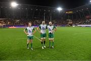 9 April 2016; Matt Healy, left, Andrew Browne and John Muldoon, right, Connacht, following their side's defeat. European Rugby Challenge Cup, Quarter-Final, Grenoble v Connacht. Stade des Alpes, Grenoble, France. Picture credit: Stephen McCarthy / SPORTSFILE