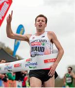 10 April 2016; Andy Maud, England, crosses the line to win the SPAR Great Ireland Run. The SPAR Great Ireland Run / National 10K Championships. Phoenix Park, Dublin. Picture credit: Tomás Greally / SPORTSFILE