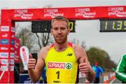10 April 2016; John Travers, Donore Harriers AC, winner of the Elite Men's Mile event. The SPAR Great Ireland Run / National 10K Championships. Phoenix Park, Dublin. Picture credit: Tomás Greally / SPORTSFILE