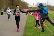 10 April 2016; Annmarie Byrne, from Saggart, Co.Dublin, receives support during The SPAR Great Ireland Run / National 10K Championships. Phoenix Park, Dublin. Picture credit: Tomás Greally / SPORTSFILE