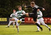 10 April 2016; Shane Clarke, Janesboro FC, in action against Paul Murphy, Sheriff YC. FAI Junior Cup Semi-Final, Sheriff YC v Janesboro FC. Tolka Rovers Complex, Griffith Avenue, Dublin. Photo by Sportsfile