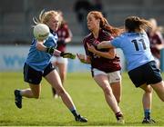 10 April 2016; Olivia Divilly, Galway, in action against Carla Rowe, left, and Niamh Collins, Dublin. Lidl Ladies Football National League, Division 1, Dublin v Galway, Parnell Park, Dublin. Picture credit: Sam Barnes / SPORTSFILE