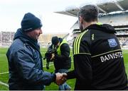 10 April 2016; Dublin manager Jim Gavin shakes hands with Donegal manager Rory Gallagher, right, after the final whistle. Allianz Football League, Division 1, Semi-Final, Dublin v Donegal, Croke Park, Dublin. Picture credit: Brendan Moran / SPORTSFILE