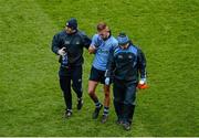 10 April 2016; Jonny Cooper, Dublin, leaves the field with a second half injury. Allianz Football League, Division 1, Semi-Final, Dublin v Donegal, Croke Park, Dublin. Picture credit: Dáire Brennan / SPORTSFILE