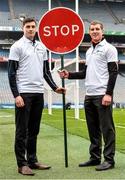 11 April 2016; Waterford goalkeeper Stephen O'Keeffe, left, and Kilkenny goalkeeper, Eoin Murphy pictured at the launch of the 17th annual KN Group All-Ireland GAA Golf Challenge in Croke Park. The Challenge is a two-day fourball better ball competition open to all GAA members wishing to represent their GAA club at Waterford Golf Club on September 9 and 10. Entry booked before June 30 is just €200 per person, including golf, accommodation, breakfasts, dinners, refreshments and entertainment. Croke Park, Dublin. Picture credit: David Maher / SPORTSFILE