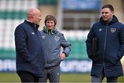 10 April 2016; Dave Connell, left, Republic of Ireland manager, with Maz Sweeney, assistant coach, and Adrian Carberry, assistant coach. UEFA Women's U19 Championship Qualifier, Republic of Ireland v Poland, Tallaght Stadium, Tallaght, Co. Dublin. Picture credit: David Maher / SPORTSFILE