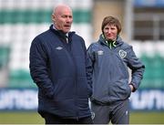 10 April 2016; Dave Connell, Republic of Ireland manager with assistant coach Maz Sweeney. UEFA Women's U19 Championship Qualifier, Republic of Ireland v Poland, Tallaght Stadium, Tallaght, Co. Dublin. Picture credit: David Maher / SPORTSFILE