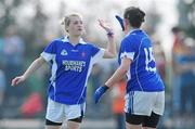17 April 2010; Mercy Heights, Skibbereen's Mihaela Davis, left, celebrates with team-mate Mairead O'Driscoll after scoring a late goal. Tesco All-Ireland Post Primary Schools Senior C Final, Mercy Heights, Skibbereen, Cork v Scoil Mhuire, Strokestown, Roscommon. Croagh, Limerick. Picture credit: Diarmuid Greene / SPORTSFILE