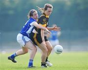17 April 2010; Sarah Brudell, Scoil Mhuire, Strokestown, in action against Fionnuala O'Driscoll, Mercy Heights, Skibbereen. Tesco All-Ireland Post Primary Schools Senior C Final, Mercy Heights, Skibbereen, Cork v Scoil Mhuire, Strokestown, Roscommon. Croagh, Limerick. Picture credit: Diarmuid Greene / SPORTSFILE