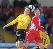 17 April 2010; Stuart Byrne, St. Patrick’s Athletic, in action against Conor O'Grady, Sligo Rovers. Setanta Sports Cup Semi-Final 2nd Leg, Sligo Rovers v St. Patrick’s Athletic, Showgrounds, Sligo. Picture credit: Oliver McVeigh / SPORTSFILE