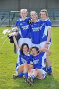 17 April 2010; Mercy Heights, Skibbereen, players, back row left to right, Niamh O'Sullivan, Sharon Stoutt, Aisling Cahalane, and front row Cliodhna Ni Chonagaile, left and Fionnuala O'Driscoll celebrate with the cup after the game. Tesco All-Ireland Post Primary Schools Senior C Final, Mercy Heights, Skibbereen, Cork v Scoil Mhuire, Strokestown, Roscommon. Croagh, Limerick. Picture credit: Diarmuid Greene / SPORTSFILE